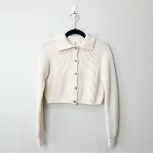 Aritzia Wilfred Next Door Sweater Cardigan Cream Merino Wool
